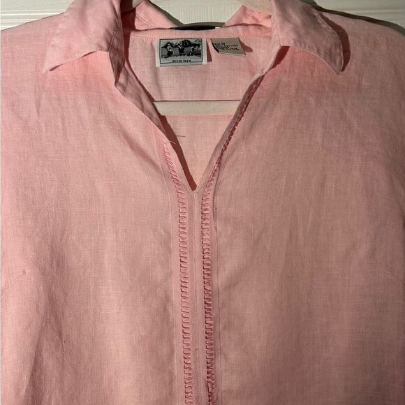 Edward Irish Linen Light Pink Top Size Medium - Picture 3 of 10